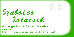 szabolcs kolacsek business card